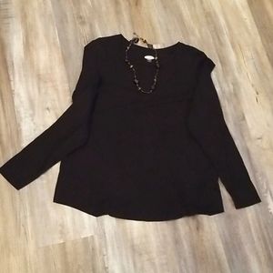 Old Navy Black Long Sleeve Scoop Neck T
